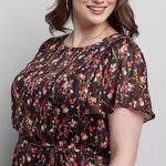 Lane Bryant Black Shimmer Floral Midi Dress (Size 16) Photo 2