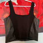 Anthropologie  Maeve Crop Tank Corset Size XL Black Faux Leather Stretch Photo 0