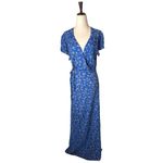 Amuse Society  Dress Women Medium Blue Coast Floral Summer Safari Wrap Maxi Boho Photo 1