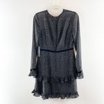 Lulus  Floral to See Black Polka Dot Long Sleeve Mini Dress Black Medium Photo 3