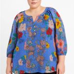Anthropologie Fig & Flower Womens Floral Puff Sleeve Top 3X Peasant Boho Cottagecore Flowy Photo 0