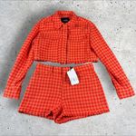ZARA ‎ Houndstooth Tweed Matching Set Crop Jacket Sz M Shorts Sz L 4661/429/614 Photo 3