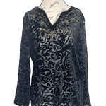 French Laundry Womens Top Blouse Size Medium Black Velvet Victorian Dark Gothic Photo 0