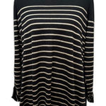 Fate Striped Layered Look Sweater Black Open Back Wool Blend Casual Size Large Photo 0