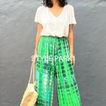 Style Park 1 Green Pants Resortwear Beach Wide Legged Bohemian Pants Indonesia Photo 0