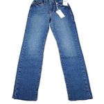 Good American  Good Classic Raw Hem High Rise Slim Straight Stretch Jeans 0 25 Photo 0