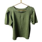 Loft  Tee Shirt Womens Large Green Pleated Sleeve Soft Knit Pullover Cotton Photo 1