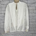 Vintage Joanna White Shiny Secretary Blouse Scarf Long Sleeve Size M Checkered Size M Photo 3