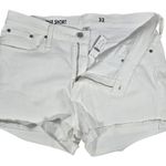 J.Crew Mid Rise Short White Denim Cutoff Frayed Hem Size 32 Photo 2