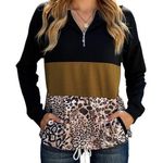 LEOPARD PRINT QUARTER ZIP PULLOVER POCKETED HOODIE SIZE XL (16 Photo 0