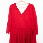 Lane Bryant Womens Dress Size 20 Red Lace Overlay 3/4 Sleeve Party Holiday Chic Photo 1