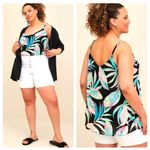 Torrid  Plus 0 0X Sophie Black‎ Tropical Print Tank Top Shirt Flowy Vacation Photo 1