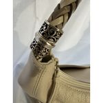 Brighton  Barbados Cream Leather Hobo Shoulder Bag Gold Metallic Braided Handle Photo 8