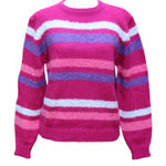 Vtg 80s Penguin Isle Striped‎ Sweater Cozy Fuzzy Maximalist Dopamine Wool Size L Size L Photo 0