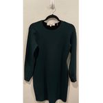 Diane Von Furstenberg Forest Green Black Two-Tone Crewneck Bodycon Knit Dress Photo 3
