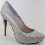 BCBGeneration BCBG Parade Silver Woven Fabric 5'' Classic Pumps Photo 3