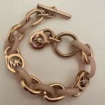 Michael Kors  Blush Pink Acetate and Rose Gold Chain Toggle Bracelet Photo 4