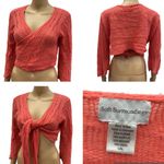 Soft Surroundings Soft Surrounding Wool Mohair Blend Coral Wrap Tie Waist Open Knit Cardigan Large Photo 1