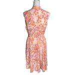 Nanette Lepore  Yellow Peach Paisley Floral Print Pintuck Button Front Midi Dress Photo 2