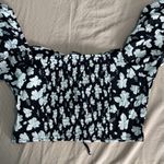 Contempo  Floral Black and White Top Photo 1