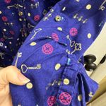 Jaclyn Smith  Purple Key Pattern Long-sleeve Button Up XL 80's 90's Style Photo 4