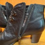 Antonio Melani Designer Black Leather Wood Heel Booties w/ Buckle Detail size 38 Photo 8
