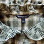 Women's Banana Republic Green Plaid Long Sleeve Ruffle Flannel Shirt Size Small Photo 3