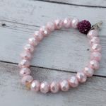 Shades of Pink Stretch Bracelet with F Initial Charm Photo 1