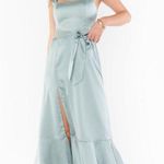 Show Me Your Mumu  Claire Midi Dress in Silver Sage Luxe Satin M NWT Photo 3