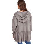 Free People Sail Away Hoodie Women’s Size S Ruffle Tiered Gauzy Gray Photo 1