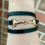 Snaffle Bit Wrap Bracelet with Black Genuine Leather Photo 0
