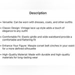 Vintage Style Lace Up Faux Leather Elastic Girdle Black Casual Wide Waistband Photo 8