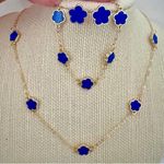 18K Gold Plated blue Clover bracelet stainless steel womens jewelry Photo 5