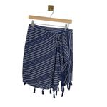 Aerie Striped Tassel Wrap Skirt in Navy/White Size L Photo 2