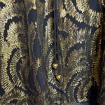 Milly New York Black Gold Metallic Silk Long Sleeve Dress with Tie Back Size 6 Photo 5