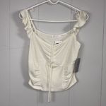 All in Favor NWT  Off White Flutter Sleeves Corset Tank Top XL Milkmaid Coquette Photo 1