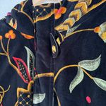 London Fog Vintage Black Gold Velvet Quilted Toggle Button Paisley Bird Jacket Photo 3