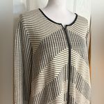 Nic+Zoe  Black and Cream Printed Faux Leather Trim Zip Front Dress Size Medium Photo 1