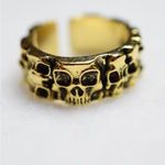 Source Unknown .925 Stamp Gold Circle Of Skulls Wide Band Size 9 Goth Biker Punk Everyday Ring Photo 1