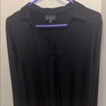 LIVE UNLIMITED LONDON BRAND BLACK TUNIC TOP V NECK L/S ON 6” SHEER RUFFLE HEM Size undefined Photo 1