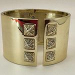 Victoria's Secret  gold tone and rhinestone wide bangle bracelet Photo 0