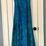 Theia evening event gown size 2 mermaid floral ruched designer formal wedding Blue Photo 0