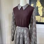 Vintage 90s Funhouse NYC Steampunk Dark Academia Schoolgirl Brown Leaf Dress S Photo 2