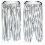 Madewell Linen-Cotton Hi Rise Pants Gray Stripe AN839 Size 14 White Paperbag Photo 2