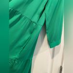 NWT Toofan Size 2X Jade Green Long Sleeve Pearl Button Front Tiered Shift Dress Photo 3