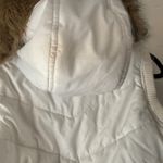 77 Seventy Seven Y2k White Puffer Vest Faux Fur Hood Quilted Zip Pockets Size L Size L Photo 5