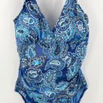 Ralph Lauren Lauren Swimsuit Size 16 One Piece Blue Paisley Underwire Swim NEW Photo 0