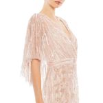 Mac Duggal  9064 Blush Pink Sequin Bead Cape Sleeve Dress Gown 12 NEW Photo 2