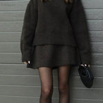 Ohrose Brown Sweater and Skirt Set Photo 0