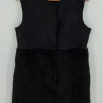 Dylan  Black Faux Suede Sherpa Trim Long Vest Women's Photo 0